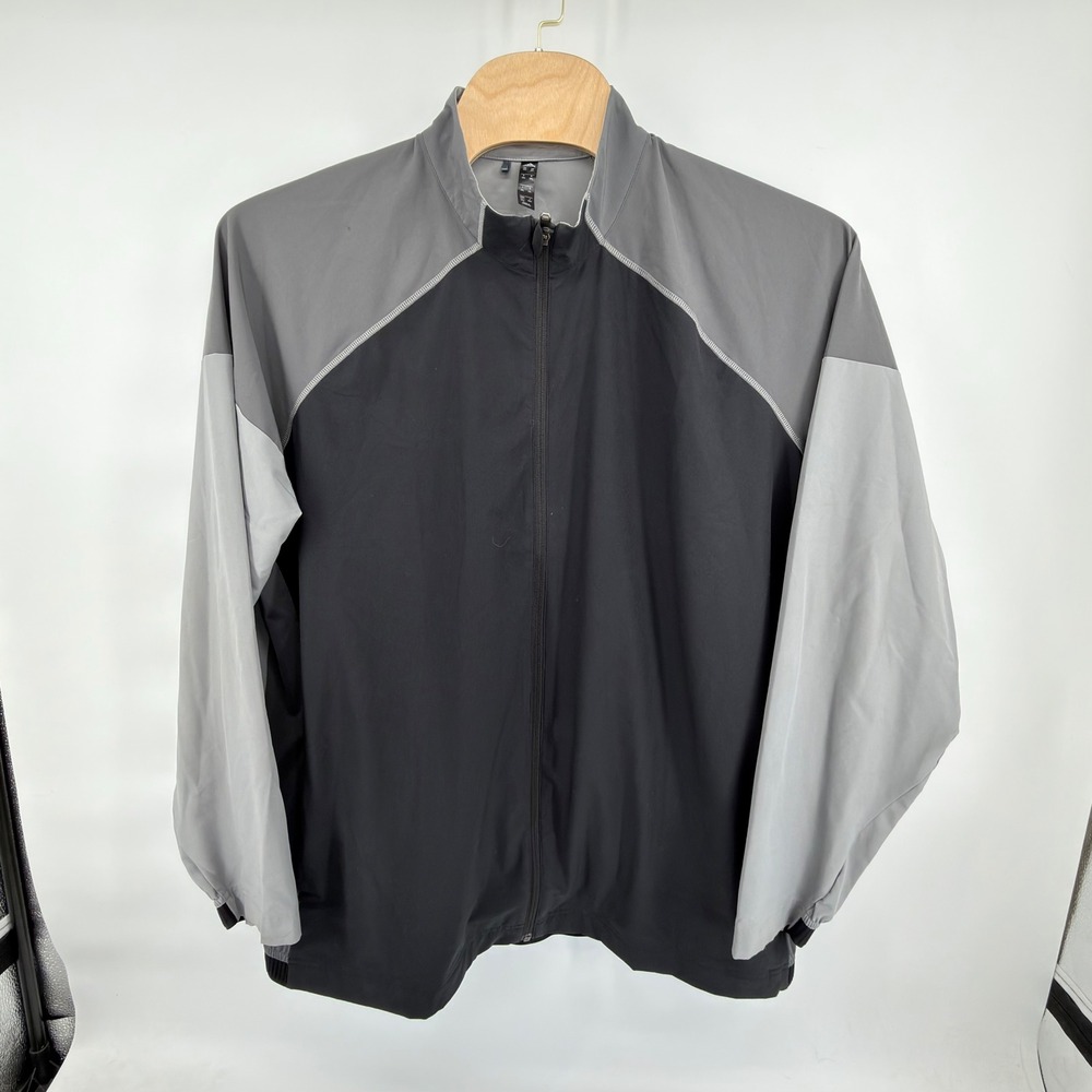 Adidas Windbreaker Jacket Mens 3XL Grey Black Colorblock Full Zip FS5193